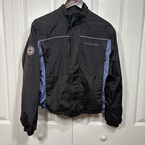 Mountain Horse Windbreaker Jacket Womens L Black Blue Vented Equestrian Sport